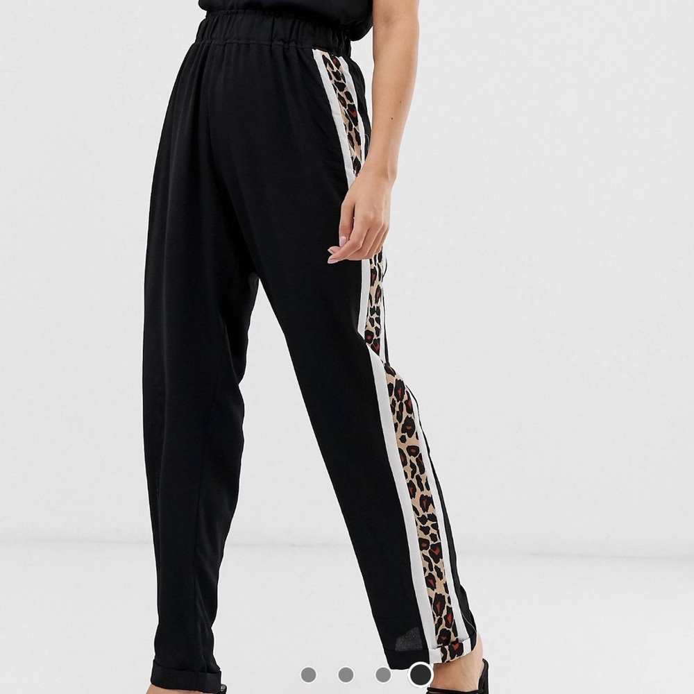High waisted leopard print track pants